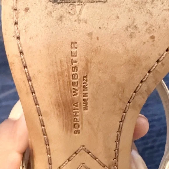 🌺SOPHIA WEBSTER🌺 Rosalind Metallic Crystal-Heel Sandals size 37 - Picture 16 of 17